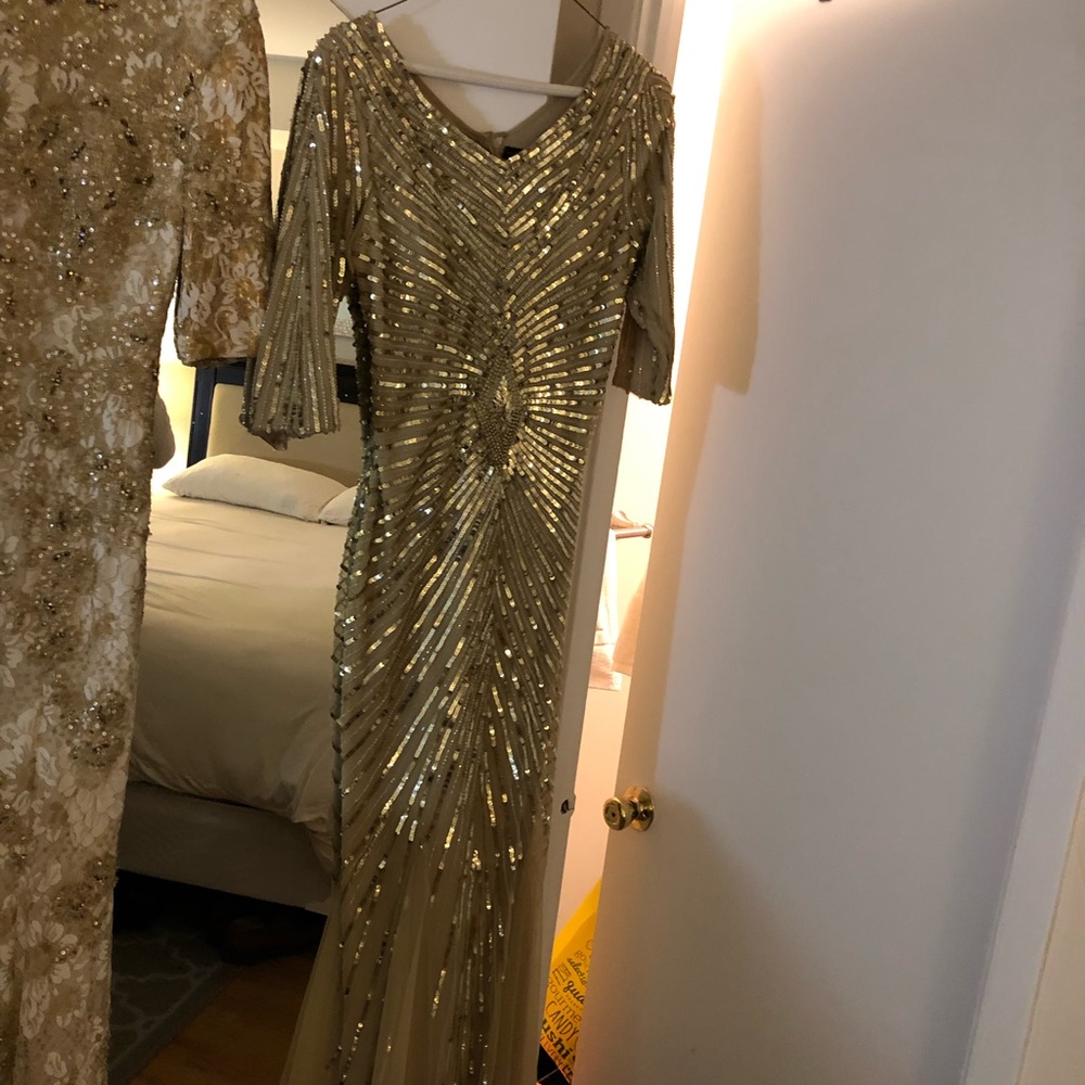 Aidan mattox gold gown size 4